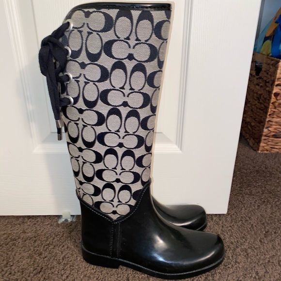 Coach Rain Boots Size 7 - Picture 3 of 5